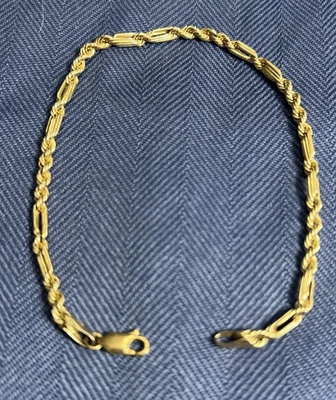 Браслет-цепочка из желтого золота 14 карат 8 дюймов 3 мм Milano 2,9 г - Изображение 1 из 4