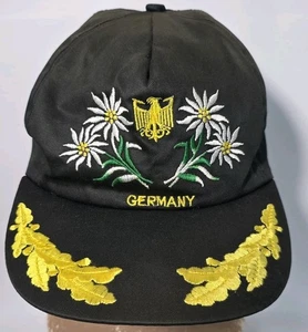 Verzierte Vintage bestickt Deutschland Adler Edlewiess Blattgold Druckknopflasche Mütze (T2) - Bild 1 von 11