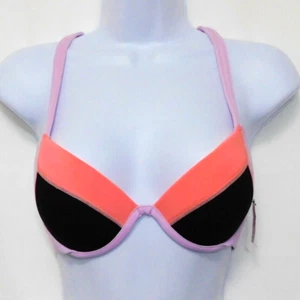 Victorias Secret The Fabulous Bikini Top 34B Padded Push Up Color Block NEW - Bild 1 von 11