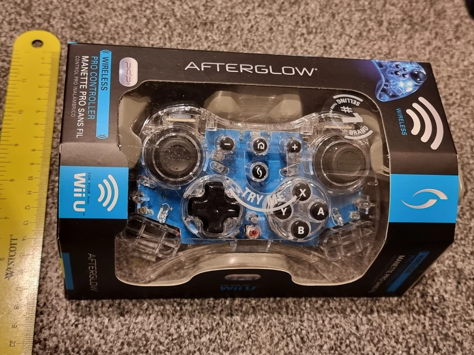 NINTENDO Wii U WIRELESS AFTERGLOW PRO CONTROLLER LED GAMEPAD USB BRAND NEW Clear - Image 1 of 4