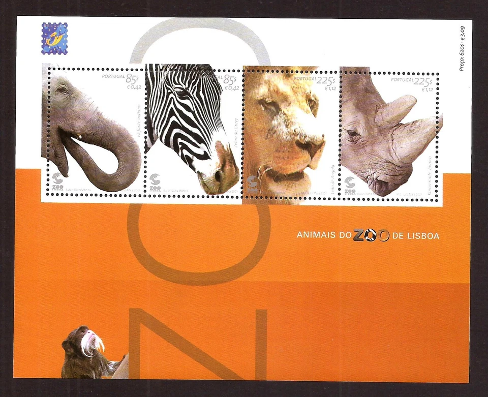 [249] Portugal 2001, Bloque MNH** Zoológico de Lisboa, animales africanos Foto 1 de 1