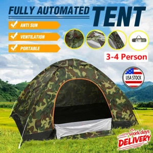 3-4 Person Tent Automatic Pop Up Outdoor Camping Hiking Waterproof Tent Portable - Picture 1 of 11