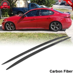For Alfa Romeo Giulia Sedan 2015-20 Real Carbon Side Skirt Extension Lip Spoiler - Imagen 1 de 12