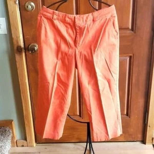 Coldwater Creek Orange Pockets Zippered Sz 12 Capris with small bottom side slit - Picture 1 of 12