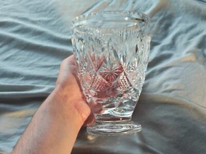Jarrón grande vintage de cristal Webb Corbett de los años 40 florero de vidrio de corte pesado 17 cm - Imagen 1 de 22
