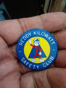 Vintage Retro 1970er Reddy Kilowatt Safety Club Pin / Pinback Button Made in USA - Bild 1 von 2