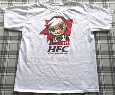 Gildan Ultra Cotton Youth Short Sleeve T-Shirt Size Large HFC Hyrule Fried Chick - Image 1 of 4