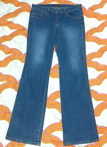 Vaqueros de mezclilla rock junior talla 11 medianos azul corte bota elásticos 31,5" entrepierna llamarada - Imagen 1 de 11