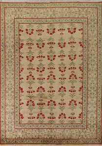 All-Over Muster Aubusson orientalischer Bereich Teppich 9x12 handgefertigte Wolle für Wohnzimmer - Bild 1 von 21