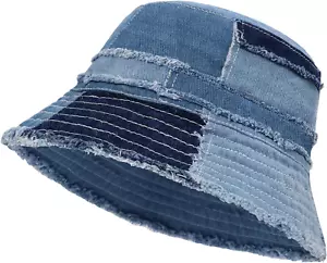 Bucket Hat for Women Men Unisex Summer Beach Travel Wide Brim Distressed Sun Hat - Picture 1 of 6