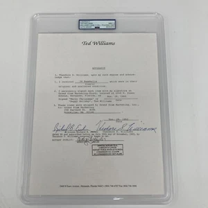Ted Williams Full Name Signed Original Contract PSA DNA Graded MINT 9 - Picture 1 of 5