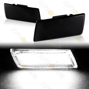 FIT 05-14 CHRYSLER 300 SMOKE LENS WHITE LED FRONT BUMPER SIDE MARKER LIGHTS 2PCS - Picture 1 of 5