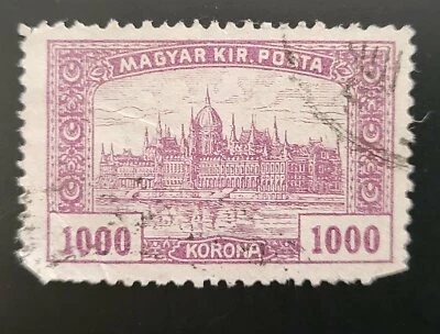 Sello Hungría 1924 Magyar Posta 1000 coronas 1000k 1924 Sc. #376 Lila Usado (a2) Foto 1 de 2