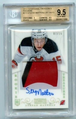 2013-14 Panini National Treasures Rainbow #213 Stefan Matteau JSY AU 7/15 - Image 1 of 2