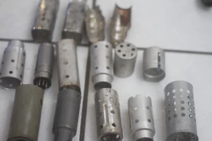 Lot of 14 Vintage Metal Vacuum Tube Covers various sizes and shapes - Picture 1 of 6