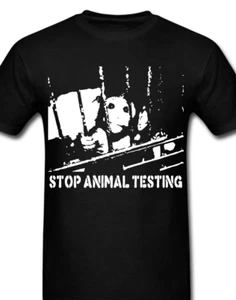 Stop Tierversuche T-Shirt Tee Vegan Protest Tierrechtsbewegung ALF Bio - Bild 1 von 1