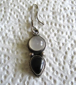 Ohrhänger - 925 Sterling Silber - Mondstein - Onyx - Bild 1 von 8