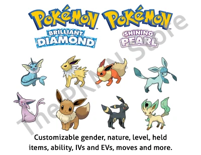 NINTENDO Pokemon Brilliant Diamond Shining Pearl SHINY ✨ Eevee Evolutions ✨ MAX IV EV