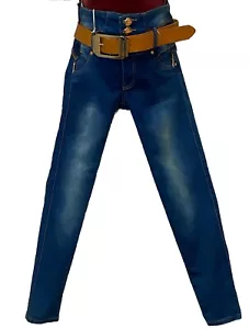 Kabuky Jeans High Waisted Colombian Style Jeans Bottom Lifting Size 8 Dark Denim - Picture 1 of 8