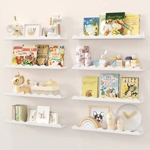 Lifewit Kids Bookshelf 8 Pack, 15" Plastic Floating Shelves for Wall Mounted - Picture 1 of 12