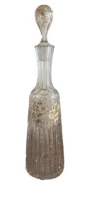 Antique  Tall Carved Glass Decanter, Gold Gilt Decoration Circa 1900 - Image 1 of 4