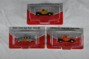 3 HO Mini Metals- 41/46 Chevy Truck (Yellow & Orange) & '53 Ford Country Squire - Picture 1 of 5