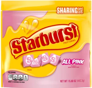 STARBURST ALL PINK FRUIT CHEWS BULK CANDY - ONE POUND BAG BULK - Picture 1 of 4