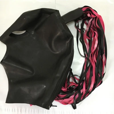 Sexy Latex Hood with Latex Wig Handmade Rubber Mask Cosplay Club Wear BDSM 0.4MM - Image 1 of 4