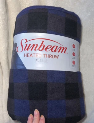 NUEVO Sunbeam Manta Eléctrica de Vellón con Calefacción a Cuadros 3 Horas de Apagado 3 Ajustes 50x60 Foto 1 de 4