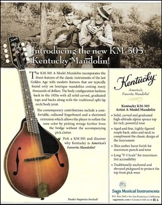 Saga Kentucky KM-505 Artist A-Model Mandolin guitar advertisement 2019 ad print - Picture 1 of 3