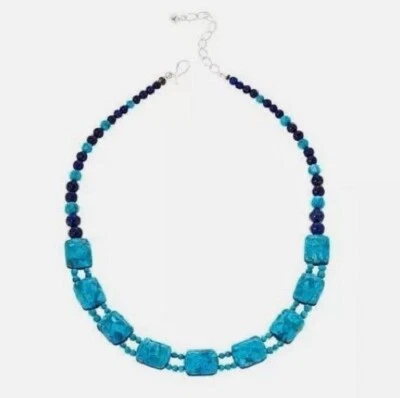 Collar reversible Jay King de plata de ley de 18" turquesa y lapislázuli azul Foto 1 de 3