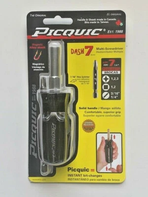 PICQUIC DASH 7  Screwdriver - Multi Bit with 7 Hex Powerbits - Black - Image 1 of 3