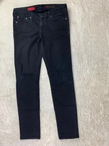 AG Adriano Goldschmied Size 27 r Womens The Stilt Jeans Black Stretch Low Rise - Picture 1 of 5