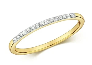 Real Diamond Ring Solid Yellow Gold Grain Set Eternity Anniversary Band Size J-Q - Picture 1 of 4
