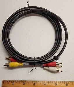 6ft RCA Male to Male Composite Extension Audio Video AV Cable, Yellow, Red White - Picture 1 of 3