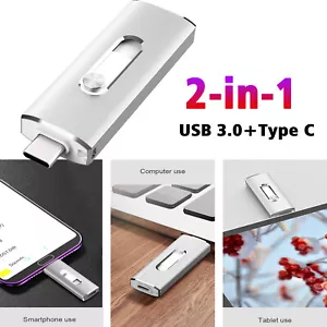 64GB 128GB 256GB OTG Flash Drive 2 in 1 USB 3.0 USB C Dual Type C Memory Stick - Picture 1 of 13