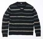 Gap Mens Black V-Neck Striped Cotton Pullover Jumper Size S