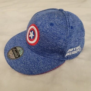 Marvel Captain America Blue Hat w Shield Embroidered Flat Brim Youth (One Size) - Picture 1 of 6