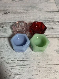 Set 4 saline in vetro esagonale vintage - Foto 1 di 6