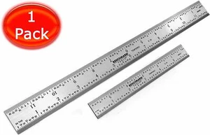 Benchmark 2 Pc 150/300 mm 6"/12'" Machinist Ruler English Metric Satin Stainless - Picture 1 of 5