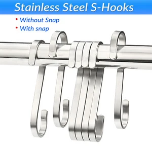 Stainless Steel Flat S Hooks Kitchen Meat Pan Utensil Clothes Hanger Hanging - Picture 1 of 17