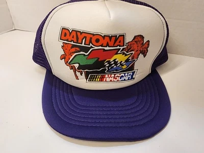 Rare NWT Vtg Nascar Daytona Purple Mesh Snapback Trucker Hat Ball Cap Unisex - Image 1 of 4