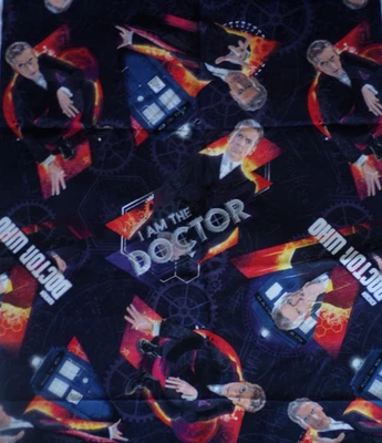 BBC DOCTOR WHO I AM THE DOCTOR 100% Cotton Quilting Fabric 16 in x 42 in Remnant - Image 1 of 4