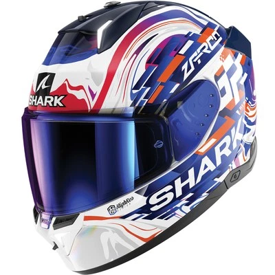 Shark Skwal i3 Replica Zarco GP de France White Purple Blue Motorcycle Helmet - Image 1 of 3