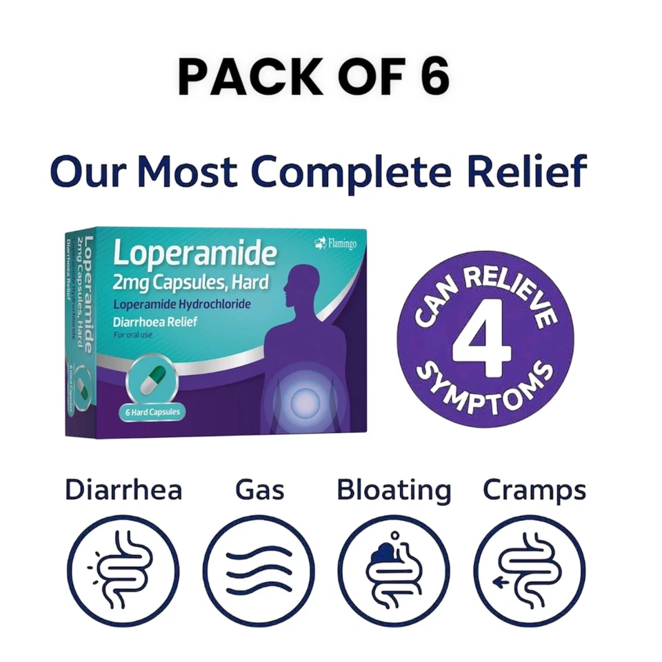 FLAMINGO Generic Imodium Diarrhoea Relief 6 Capsules Pack Of 6 Total 36 Capsules