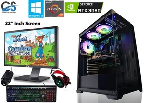 Ryzen 7 7700X Gaming PC Bundle 22" | RTX 3060 12GB | 32GB DDR5 | 2TB M.2 | Win11 - Picture 1 of 11