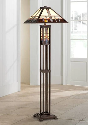 Geometric Tiffany Style Floor Lamp 60 1/2" Tall Metal Nightlight for Living Room - Image 1 of 4
