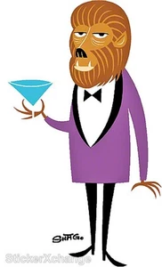 PEGATINA Martini Wolf Calcomanía Artista Shag Josh Agle ¡Últimos pocos! - Imagen 1 de 1