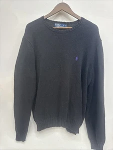 Vintage Polo Ralph Lauren Strick Pullover Herren Große XL Rundhals Baumwolle Schwarz - Bild 1 von 10