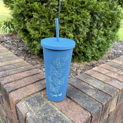 NUEVO vaso Dolly Parton MARIPOSA 20 OZ + tapa y pajita azul Foto 1 de 4